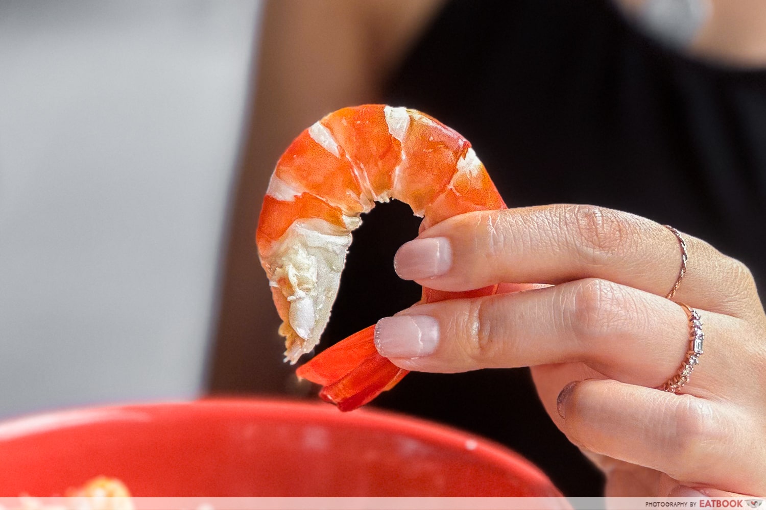 feng ji big prawn noodle - peeled live prawn