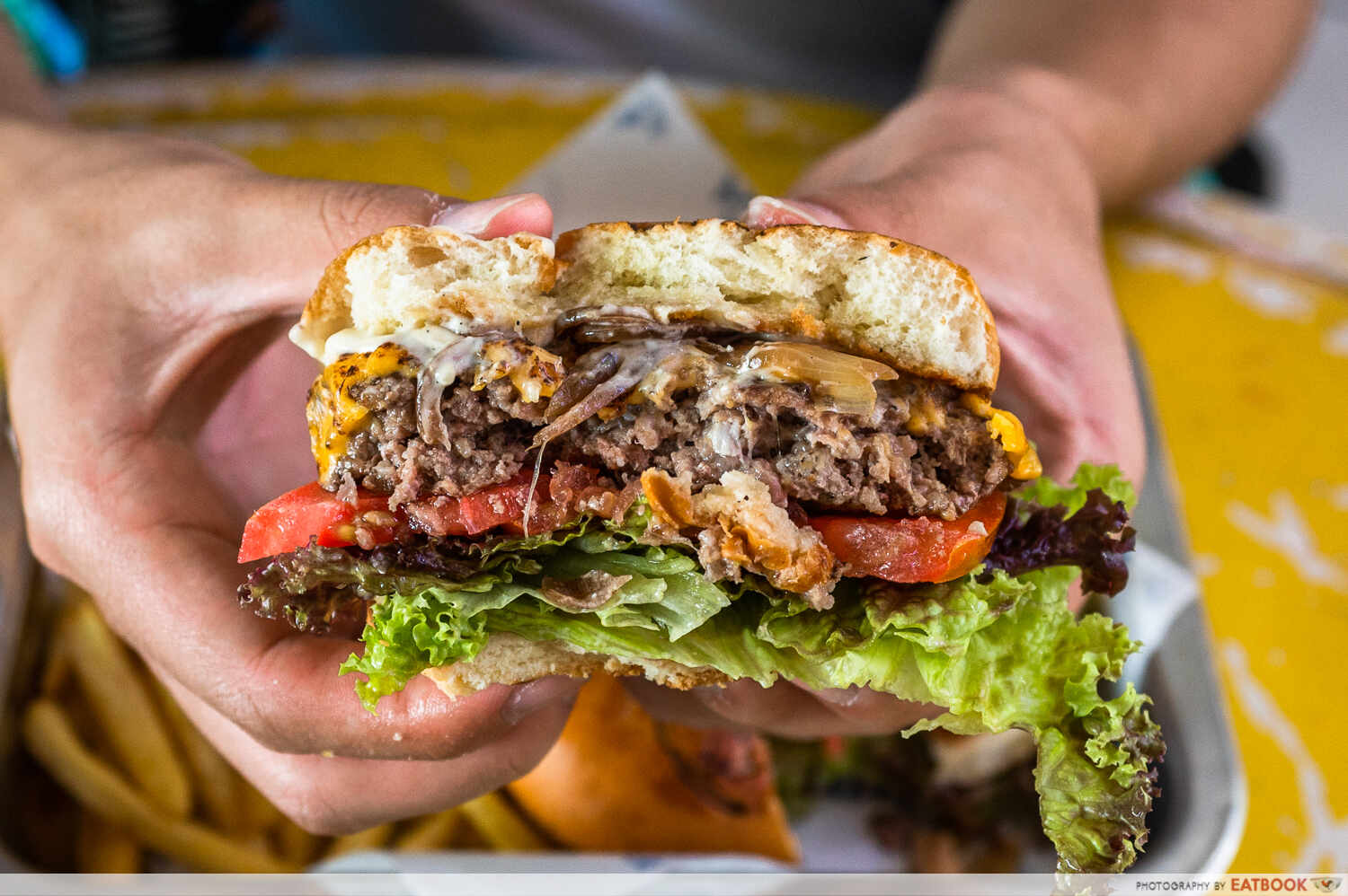 Fatty Patty Burger And Grill - signature fatty beef burger cross section