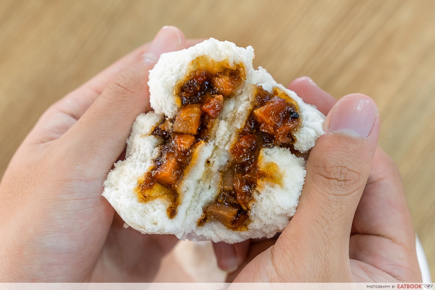 Mama Dim Sum - char siew bao cross section