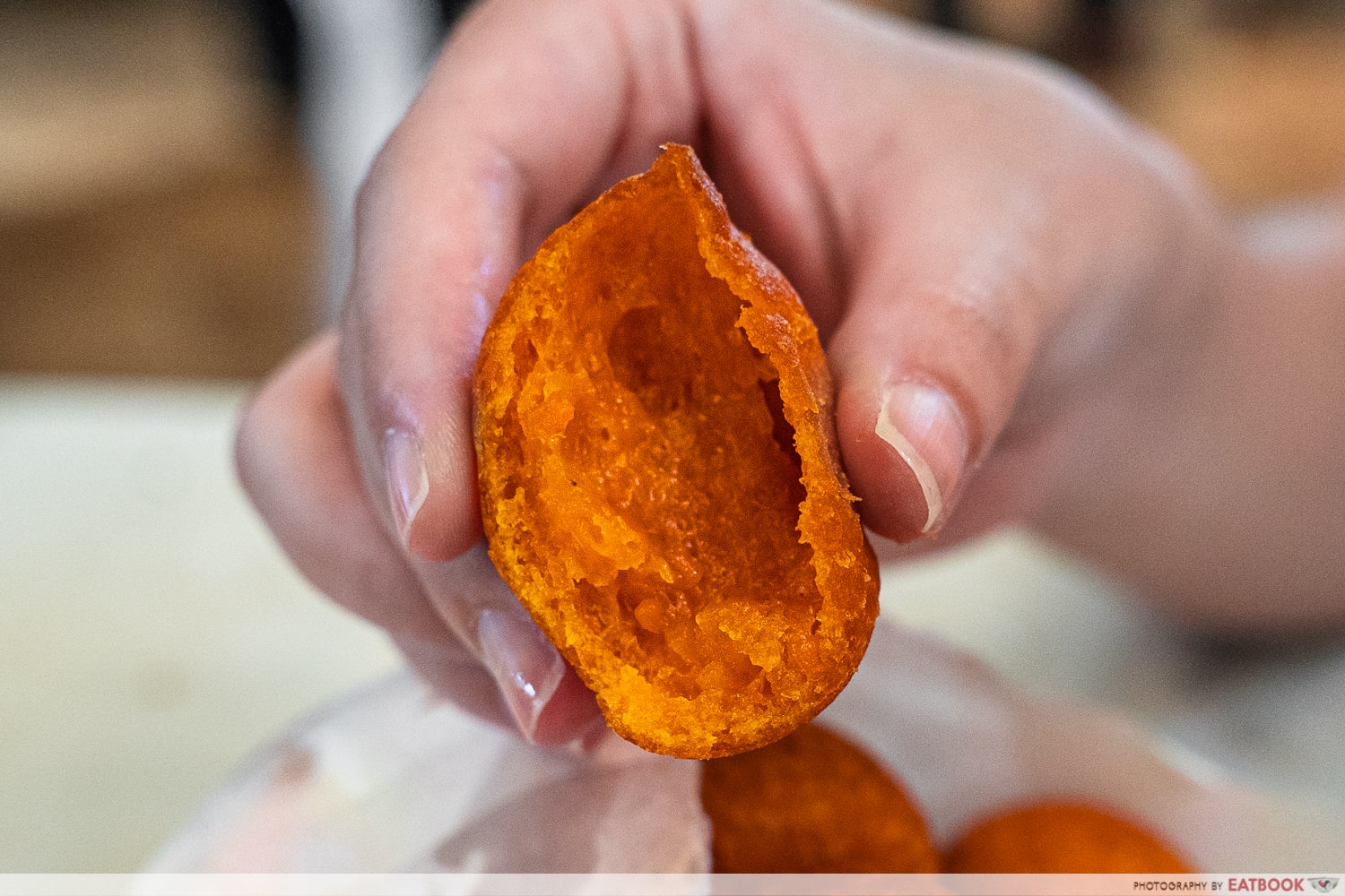 aroy thai snacks- sweet potato ball close up shot