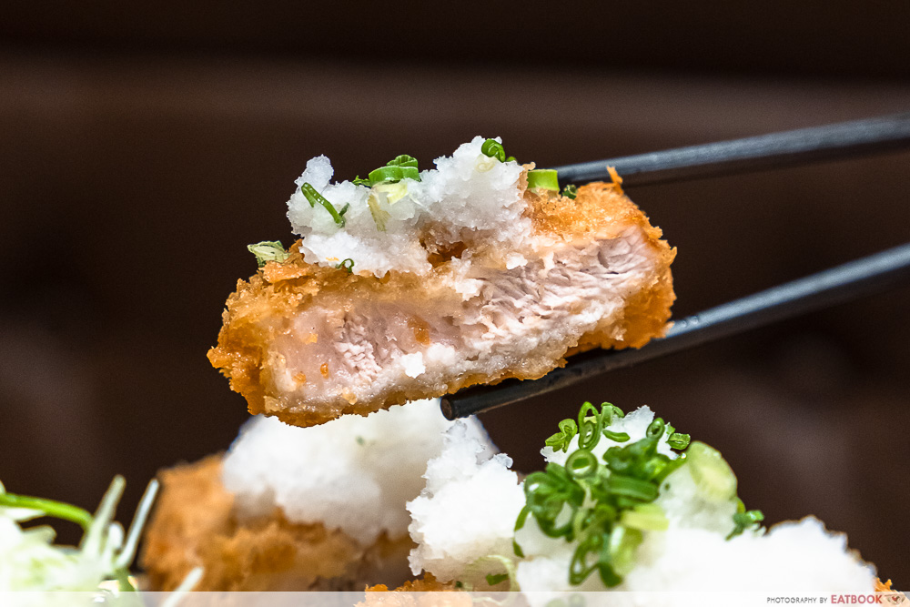 tonkatsu enbiton - yuzu pork oroshi rosu katsu closeup