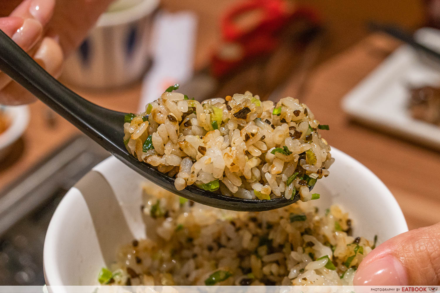 yakiniku go x lennardy - wagyu fat seasoned rice closeup