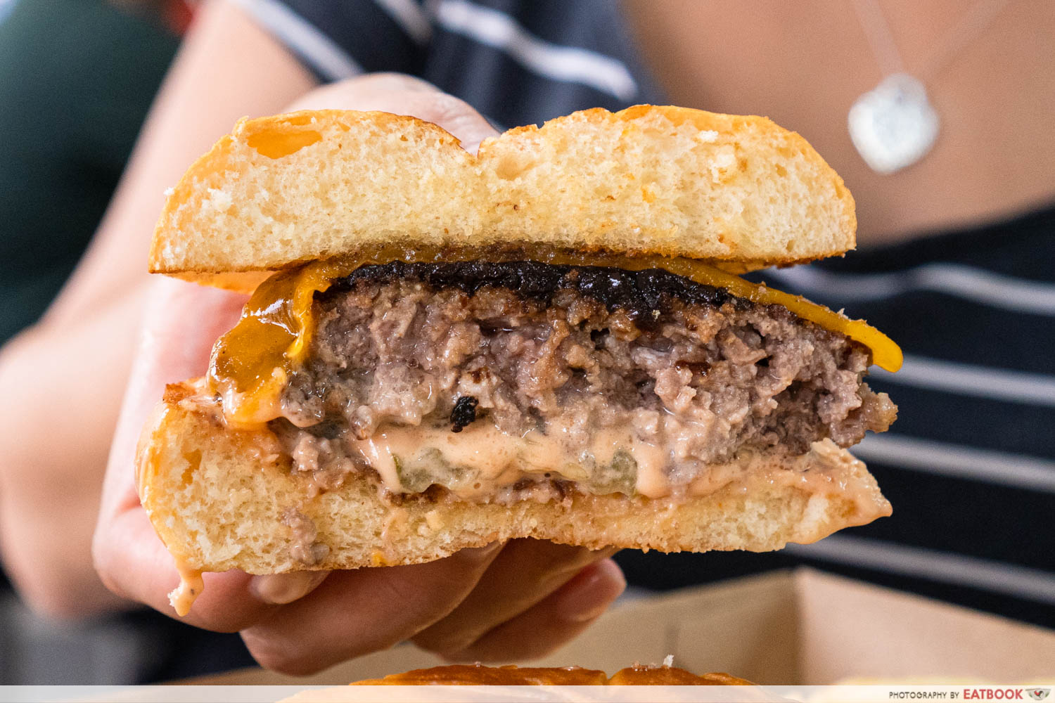 blackgoat burgers - grassfed flank and chuck burger cross section