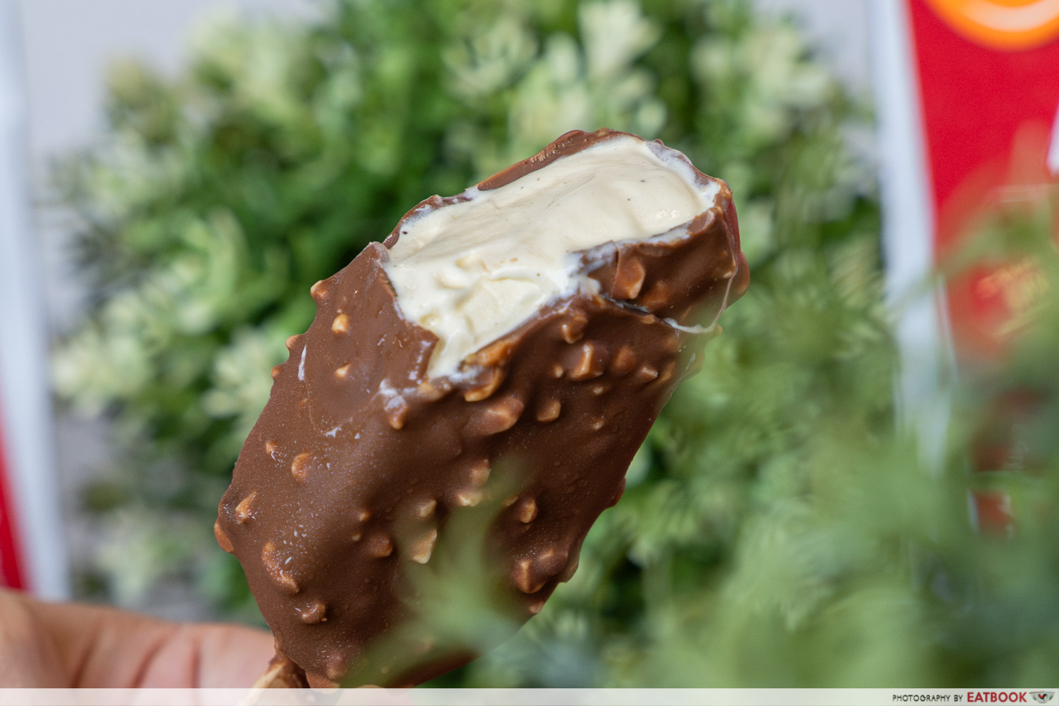 harvest fields ice cream - crunchy chocolate almond mini stick detail