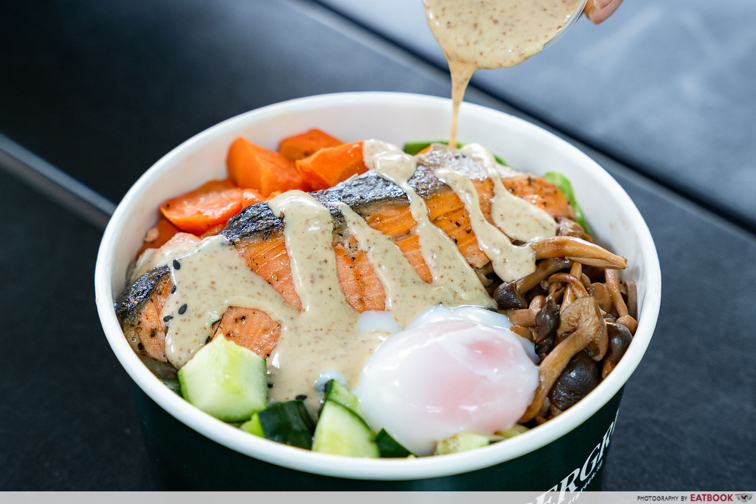 frasers tower supergreen - oven-baked salmon bowl