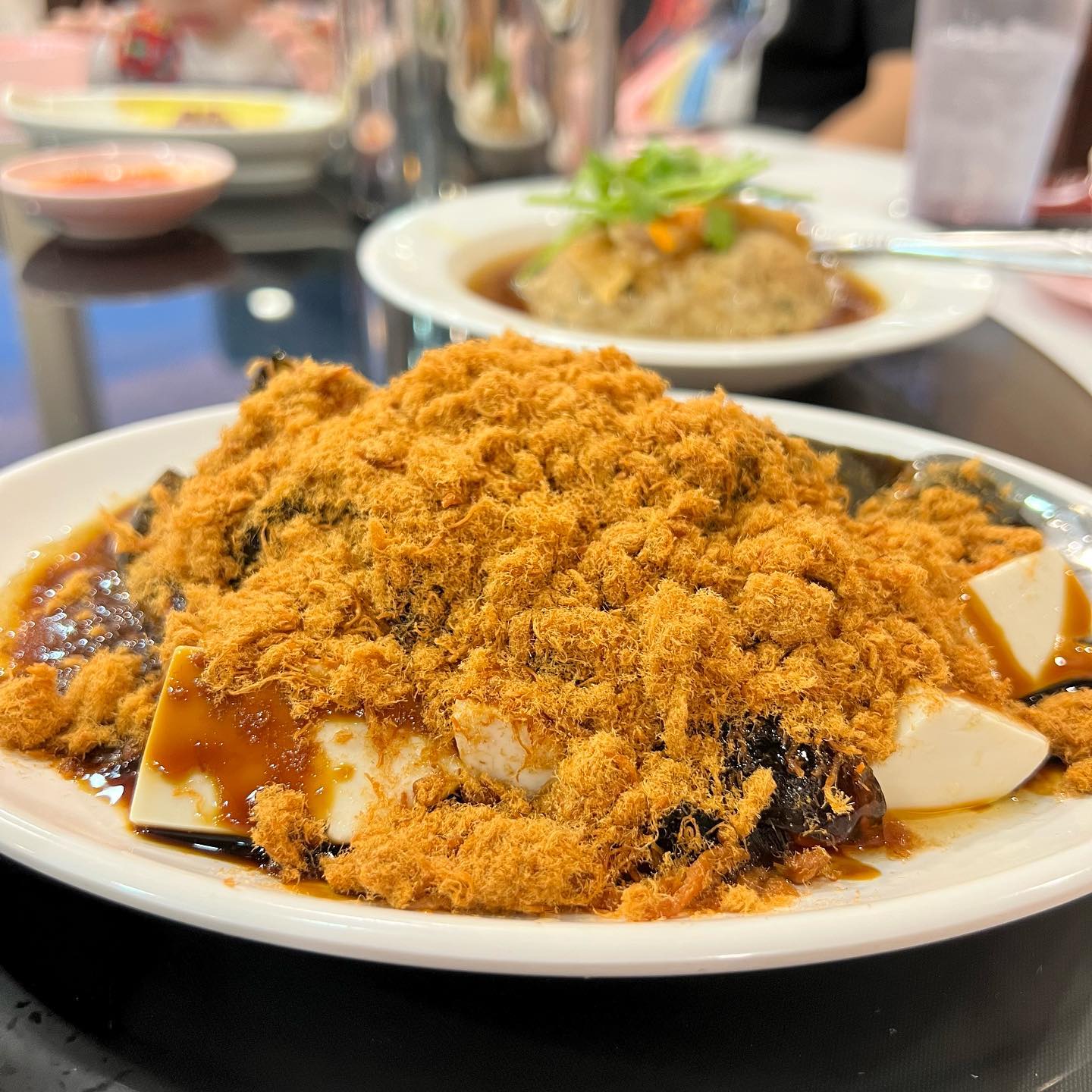 oasis taiwan porridge - cold beancurd with century egg and pork floss