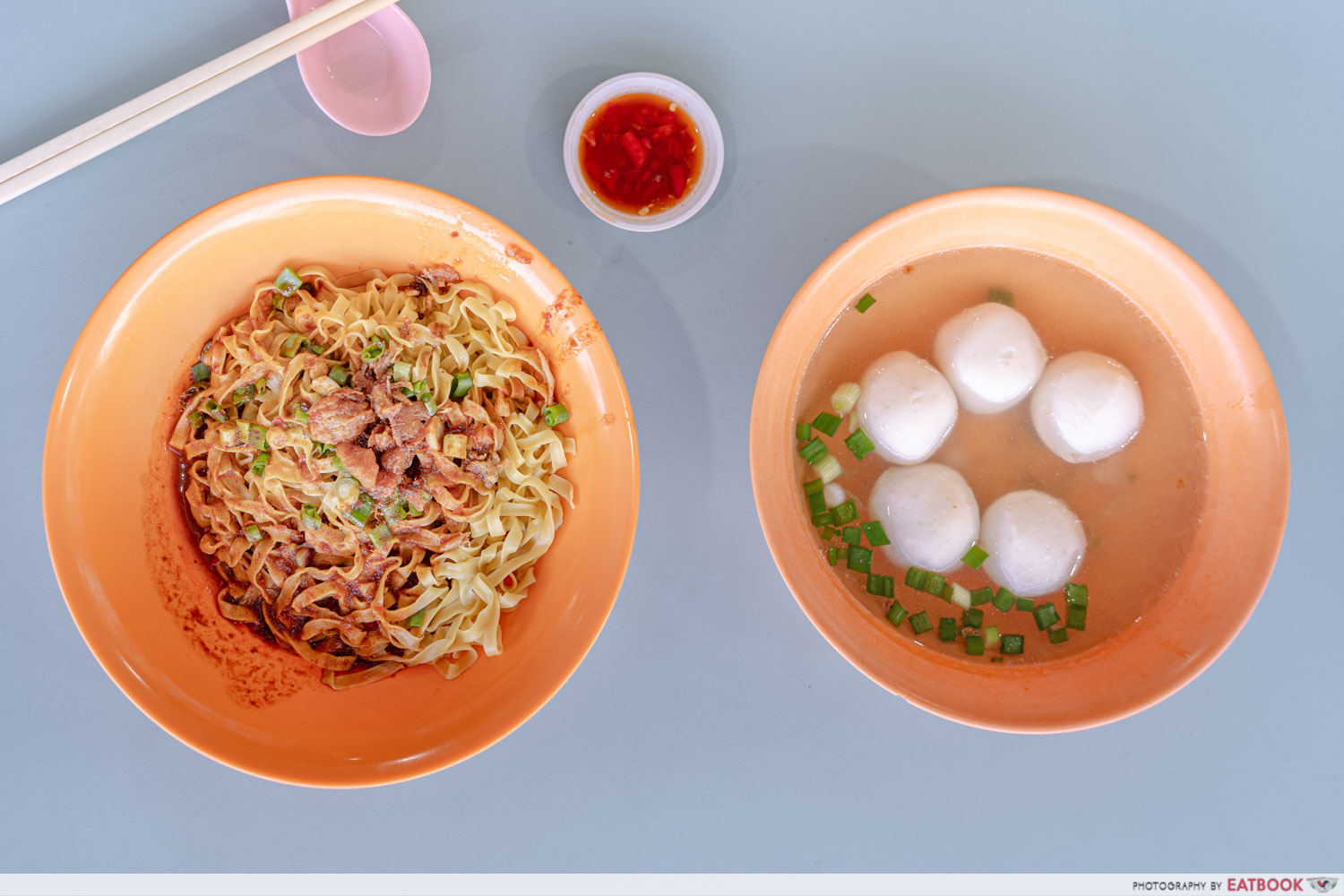xin lu fishball noodle - mee pok dry chilli