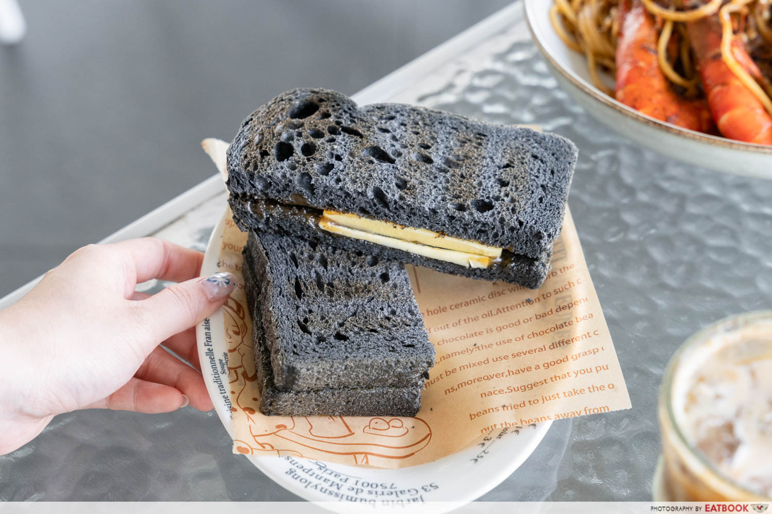 toast charcoal bread with kaya