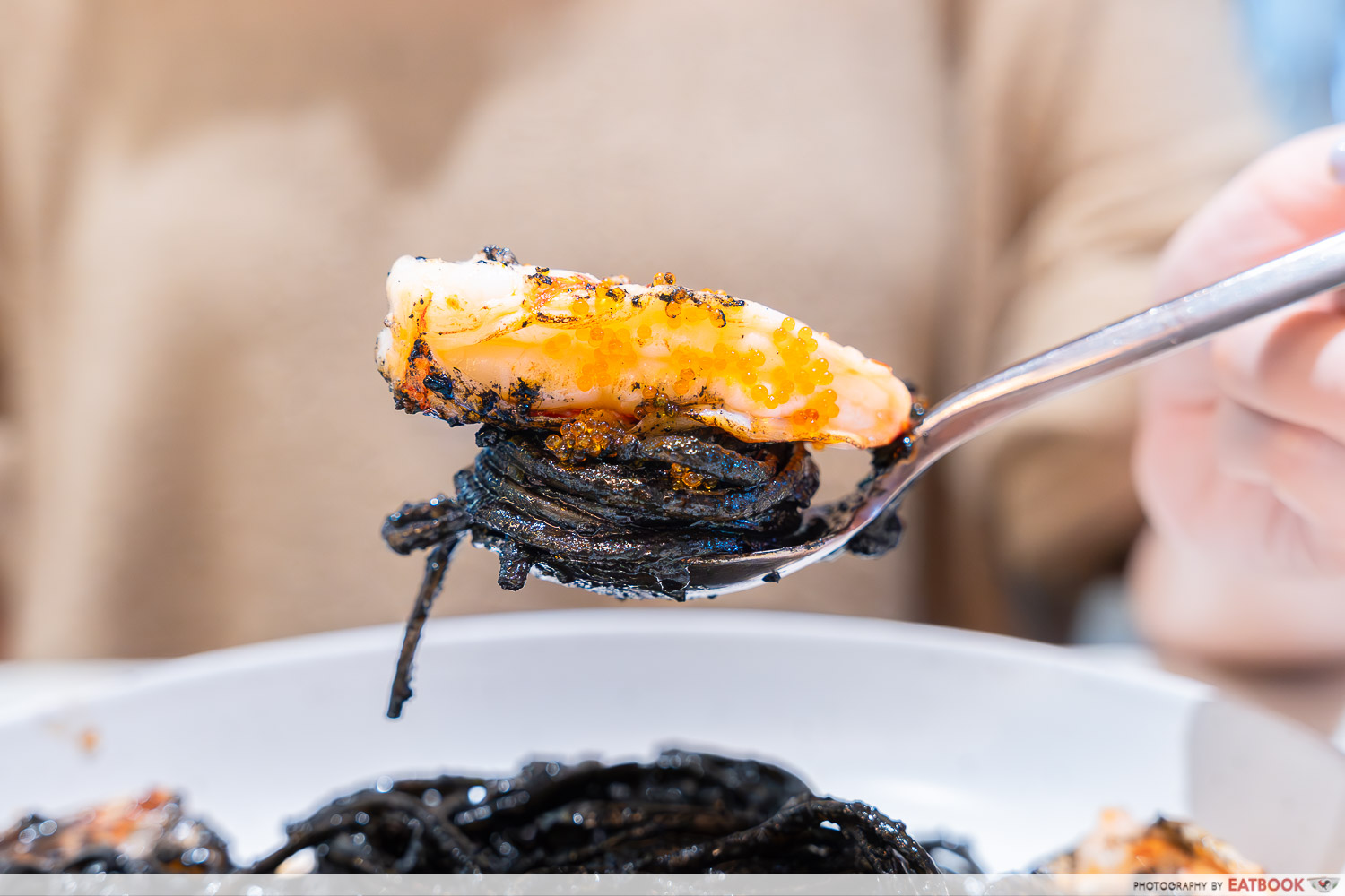 Angies-Oyster-Bar-Grill-squid-ink-pasta-interaction