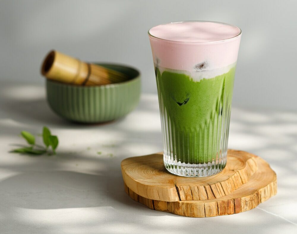 rose matcha drink