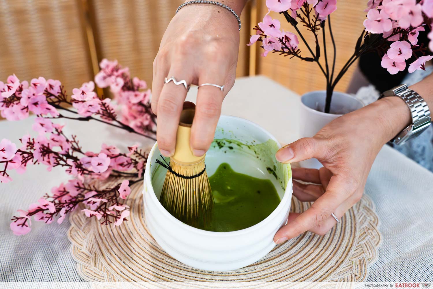 hvala matcha latte whisking shot