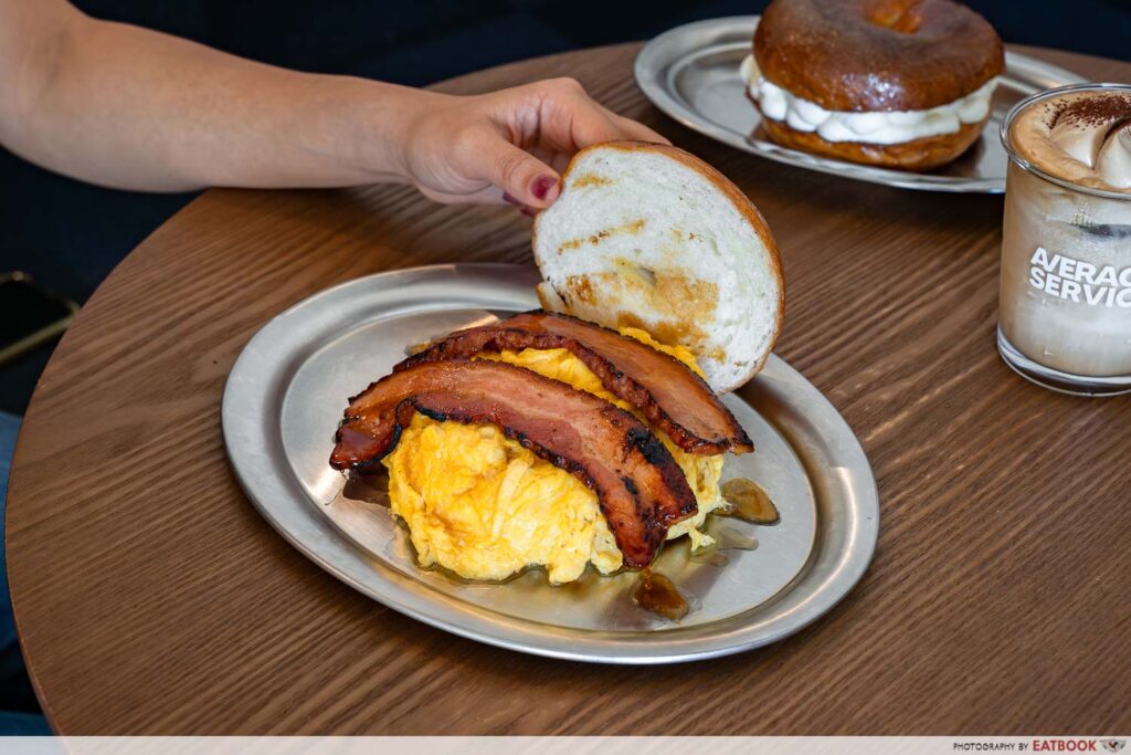 average-service-b-for-bagel-flatlay-bacon