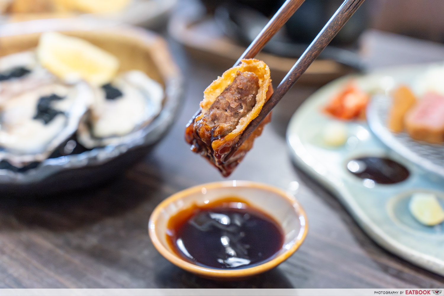 gyusei-gyukatsu-wagyu-steakhouse-menchikatsu-sauc-dipping-interaction