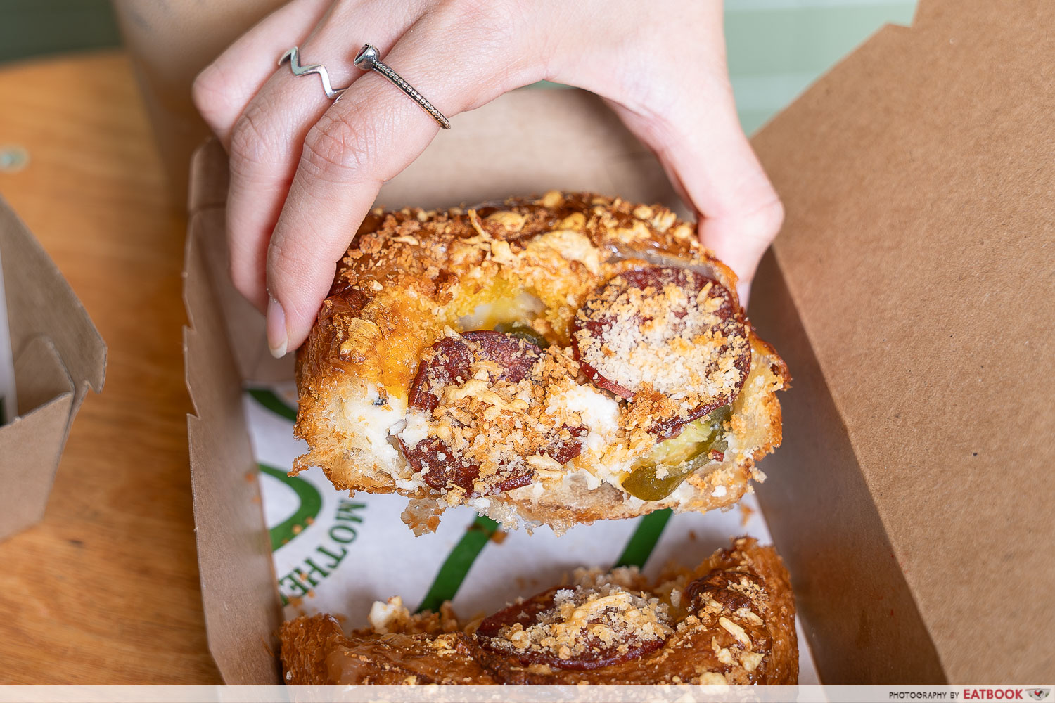 mother dough bakery Beef Pepperoni Cheese Crumble w Jalapeno interaction