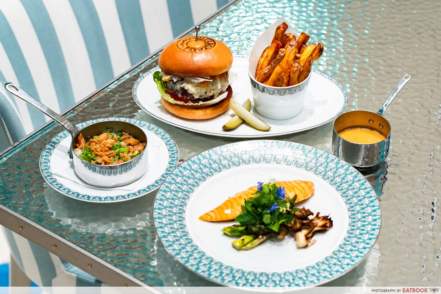 blue box cafe flatlay